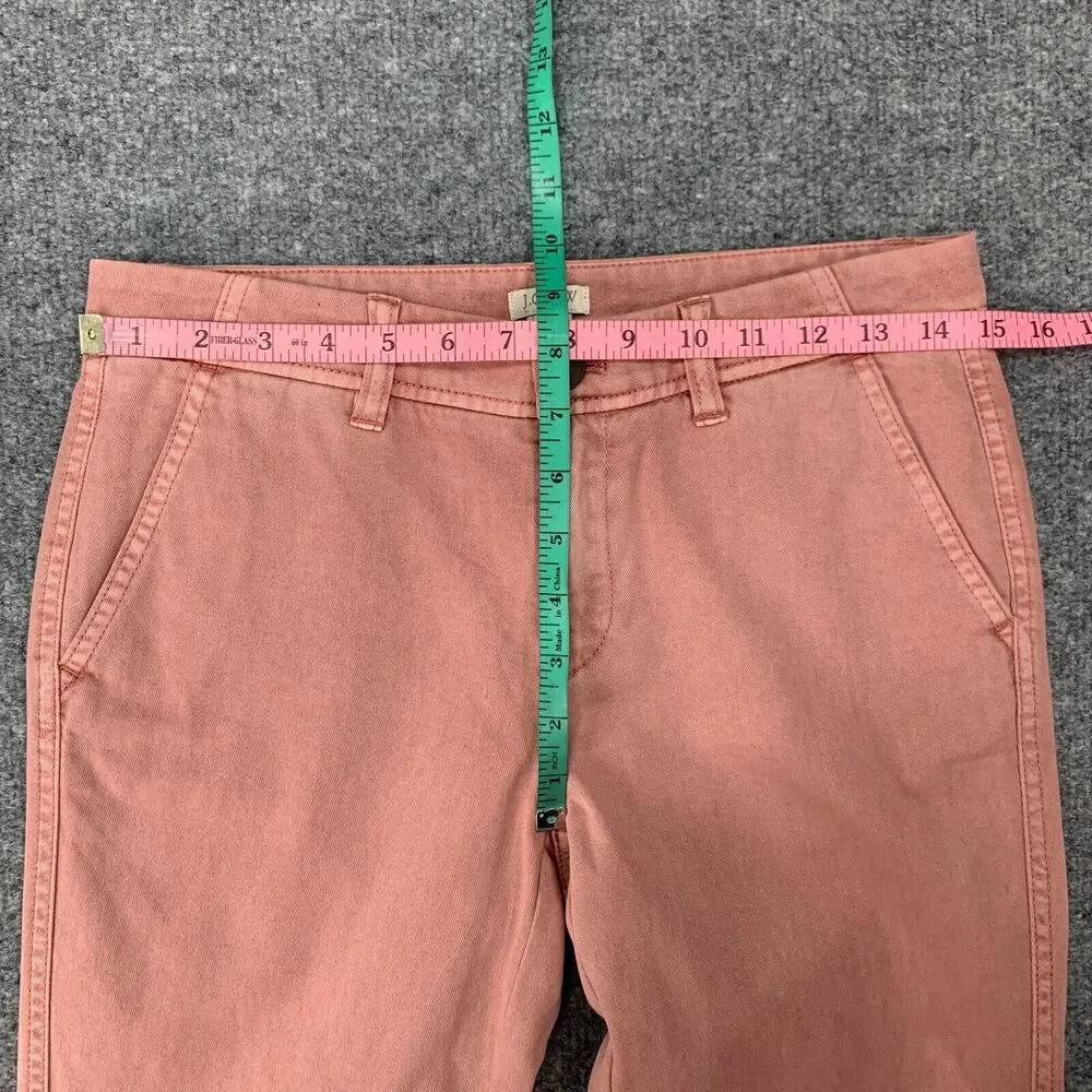 J. Crew Sunwashed Slim Chino Pants Womens 00 Pink Mid Rise Zip Fly Cotton Ankle